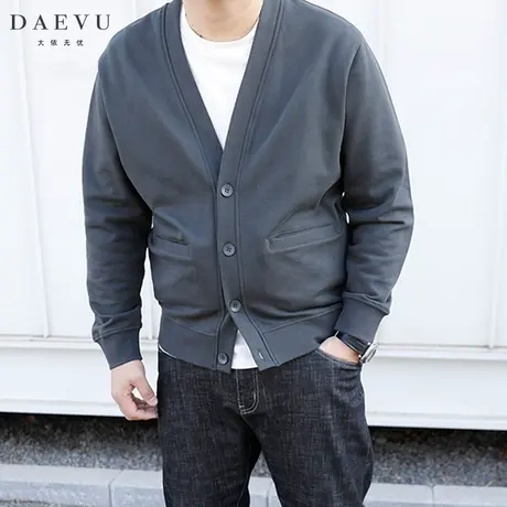 大依无忧春新款深灰日韩系青年潮胖子大号加肥加大码男士卫衣开衫商品大图