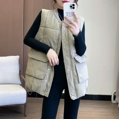 羽绒棉马甲女外穿2023年秋冬季新款背心网红时尚潮流大码百搭马夹商品大图