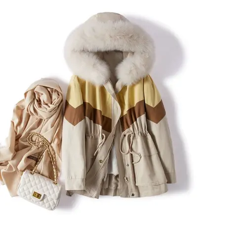 加绒保暖大毛领连帽棉服冬季新款气质韩版休闲收腰派克服棉衣图片