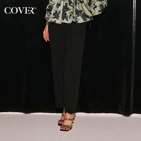 COVER秋季口袋干练商务羊毛直筒裤图片