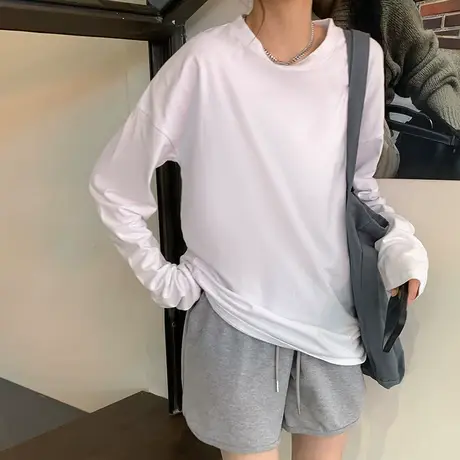 2024春秋新款秋冬长袖t恤女中长款宽松休闲内搭打底衫显瘦上衣女商品大图