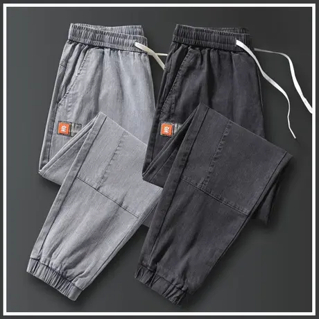 高端九分哈伦牛仔裤男士束脚宽松休闲男裤子2024年新款夏季春秋款商品大图