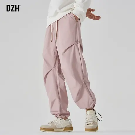 男士冲锋裤粉色工装裤加绒加厚冬季休闲裤2024新款直筒裤男女同款商品大图