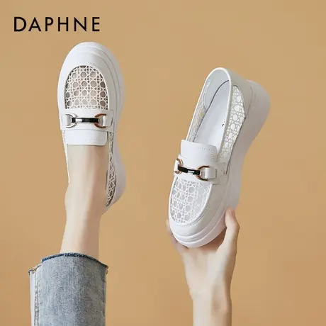 达芙妮网面小白鞋夏季薄款2021年新款休闲鞋增高板鞋圆头透气女鞋商品大图