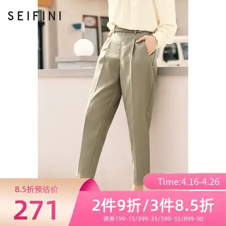 诗凡黎休闲裤女商场同款春秋新品拉链老爹裤长裤裤子7CA351791商品大图