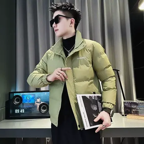 冬季2023新款棉服外套潮牌加厚冬装时尚修身纯色短款立领棉衣棉袄图片