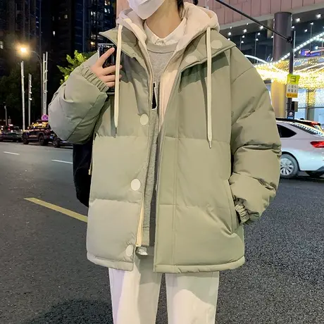 假两件连帽棉服男冬季厚款保暖宽松棉袄秋冬潮流棉衣美式重磅外套商品大图