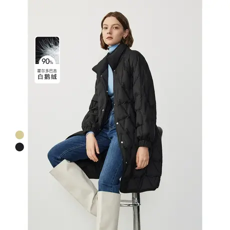 朗姿霍尔多巴吉白鹅绒翻领羽绒服外套通勤显瘦上衣2023年冬季奥莱商品大图