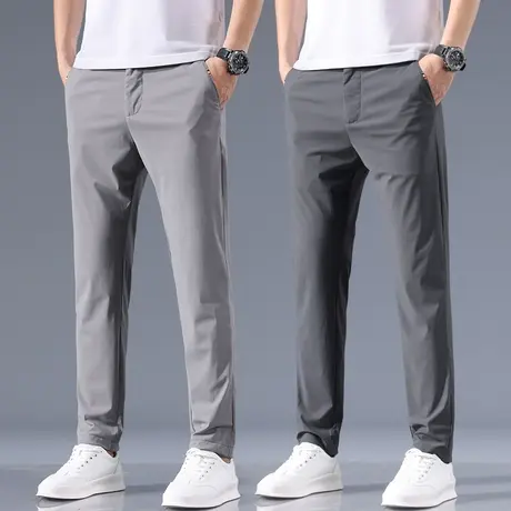 夏款冰丝运动速干男裤夏季薄款休闲裤男士2023新款夏装商务西裤子商品大图