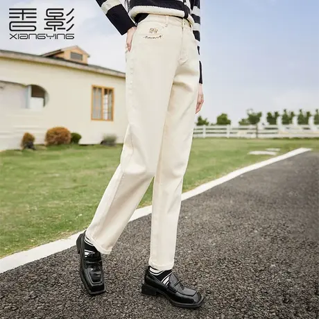 【百亿补贴官方直播】香影直筒牛仔裤2024春新款米白色裤子商品大图