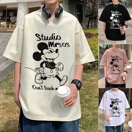 纯棉t恤男夏季2024新款美式宽松半袖港风潮牌学生卡通短袖体恤衫商品大图