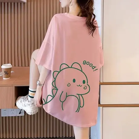 大码女装时尚百搭白色短袖t恤女2024夏季新款宽松显瘦纯棉上衣服图片