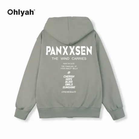 Ohlyah大码外套男潮流开衫情侣卫衣加绒秋季宽松休闲连帽上衣女商品大图