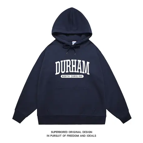 美式复古潮流字母连帽卫衣男秋冬新款印花外套宽松休闲上衣帽衫图片