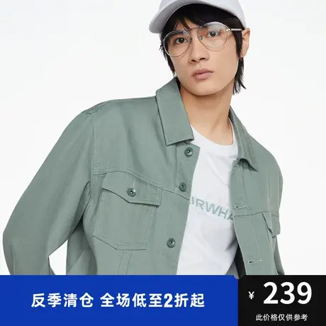 马克华菲纯色简约字母刺绣衬衫式夹克男秋季新款时尚休闲上衣商品大图