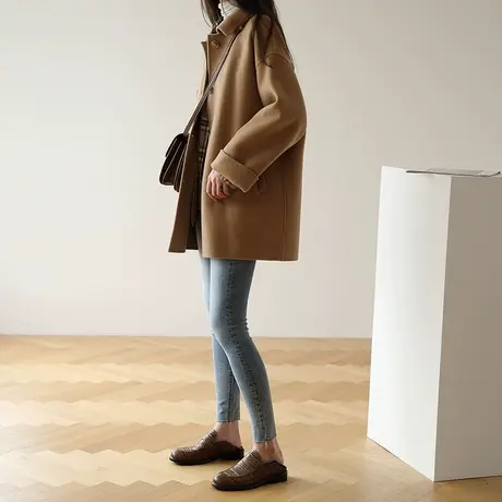 【清仓仅需369元】双面呢大衣女短款小个子毛呢外套中长款商品大图