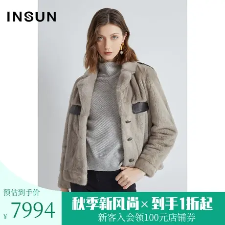 恩裳冬季西装领撞色工装宽松加厚中长款皮草外套女图片