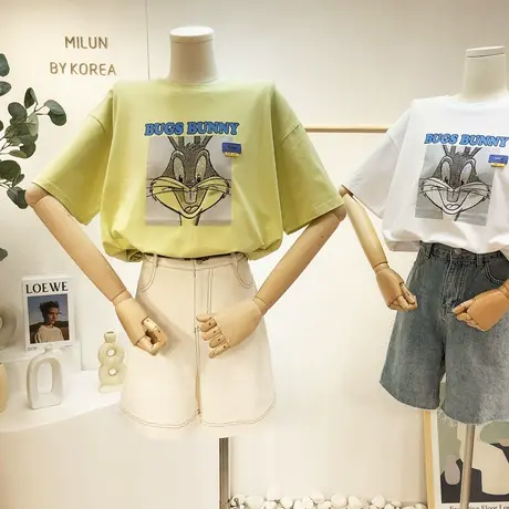 韩国东大门短袖2021夏季新款ins设计感重工水钻T恤闺蜜装大码欧货图片