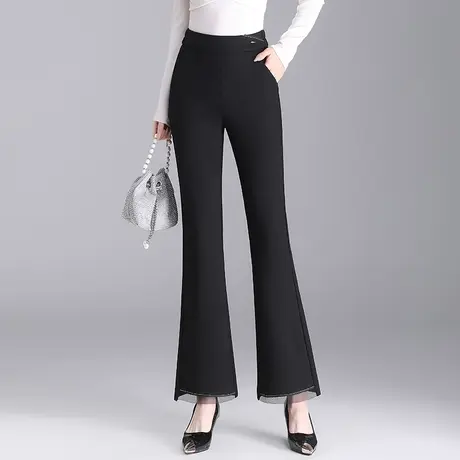 2023春秋新款微喇裤女高腰弹力西装裤韩版显瘦喇叭裤女大码休闲裤图片