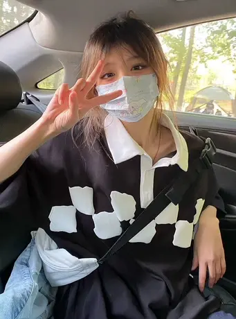 日系polo衫正肩纯棉短袖t恤女夏季宽松半袖设计感小众上衣服ins潮商品大图