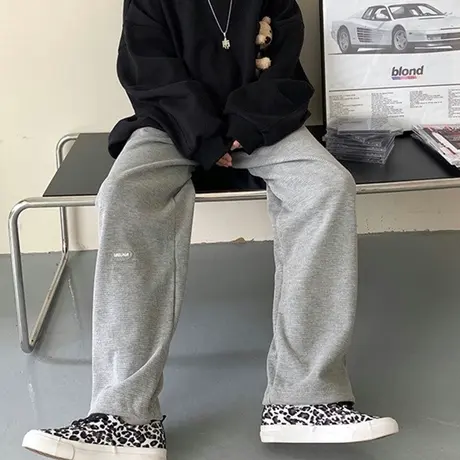 阔腿裤子女春秋宽松卫裤小个子高腰直筒显瘦休闲运动束脚裤潮ins图片