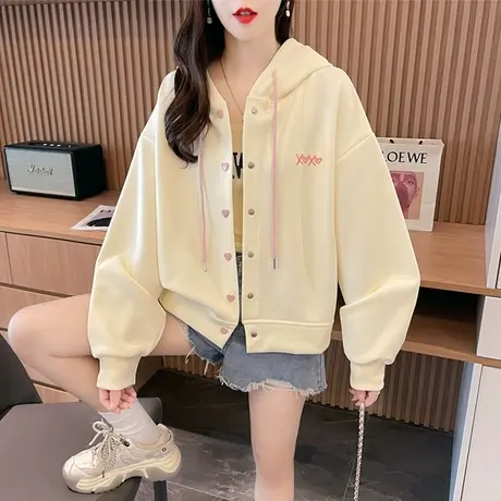 早秋装小个子短款外套女春秋季韩版宽松初秋学生百搭薄款开衫卫衣图片