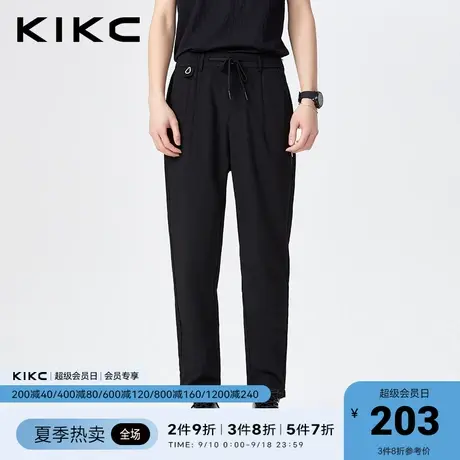 kikc休闲裤男2023春夏新款商场同款字母刺绣松紧带锥形直筒长裤图片