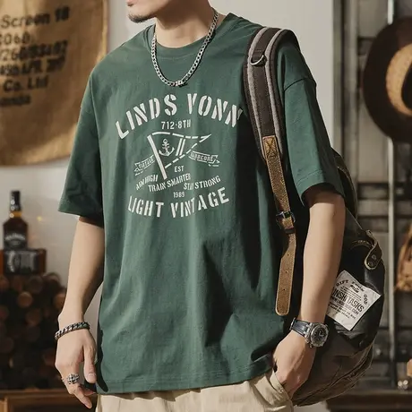 Modi Nick/摩帝尼克夏季男士短袖t恤宽松纯棉潮流打底衫潮牌男T恤商品大图