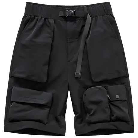 VIP黑色工装短裤男夏季薄款多口袋弹力速干运动裤休闲机能五分裤商品大图