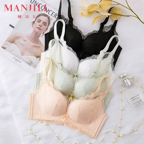 熳洁儿内衣夏季薄款女小胸聚拢内衣无痕纯色性感蕾丝无钢圈文胸商品大图