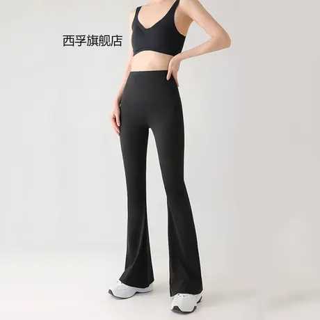 喇叭鲨鱼裤高腰收腹芭比裤百搭高弹微喇叭马蹄裤图片