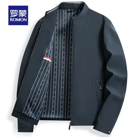 罗蒙爸爸春装夹克衫2024春秋季新款立领中老年人男士休闲上衣外套图片