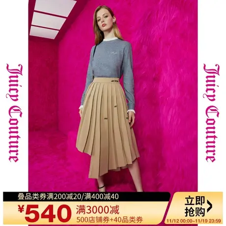 橘滋【秋季新品】城市穿梭logo绣不规则下摆百褶半截裙图片
