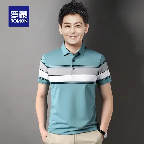 罗蒙男士条纹短袖Polo衫夏季薄款商务休闲男装上衣服冰丝光棉T恤图片