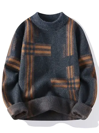 男士毛衣秋冬款慵懒风半高领针织外套男生冬季新款潮流内搭线衣服商品大图