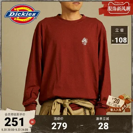 Dickies商场同款23秋冬新款 女式长袖印花T恤 工装休闲风商品大图