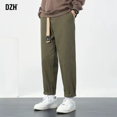 男士纯棉直筒休闲裤男春夏款军绿色工装裤2023新款男装裤子运动裤商品大图