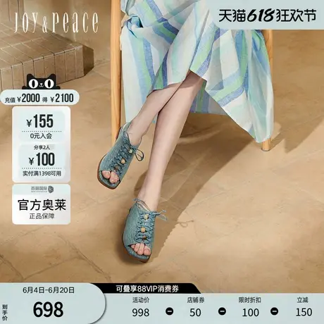 真美诗2025春季新款透气树脂扣饰方头罗马凉鞋女AJ608AL5图片