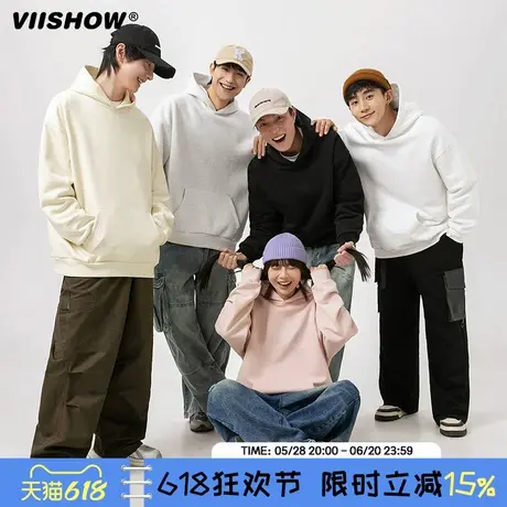 VIISHOWVIISHOW美式连帽卫衣男2024年潮宽松休闲秋季情侣帽衫外套商品大图