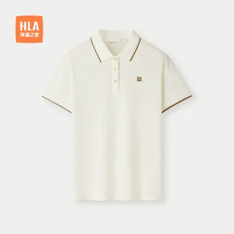 HLA/海澜之家翻领短袖POLO衫25春夏新款珠地透气优雅休闲上衣女装商品大图