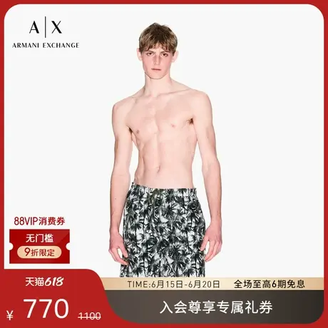 ARMANI EXCHANGE/阿玛尼2025夏季新款男士椰树印花系带沙滩短裤图片