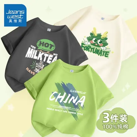 真维斯童装男童短袖t恤夏季纯棉儿童夏款体恤男孩夏装男大童半袖商品大图