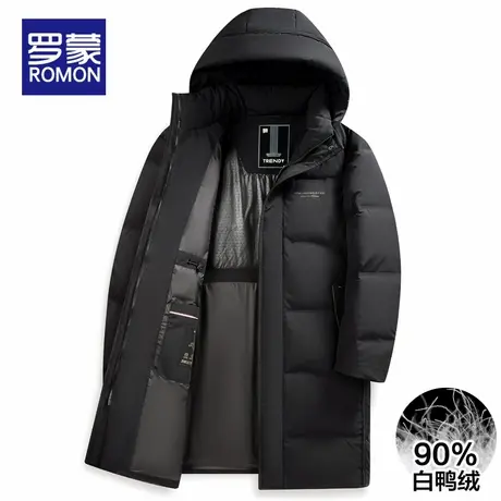 罗蒙长款羽绒服男士2025新款冬季休闲外套连帽加厚保暖防寒服大衣商品大图