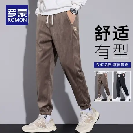 罗蒙加绒加厚休闲裤男士秋冬款宽松束脚运动长裤子冬季保暖卫裤男商品大图