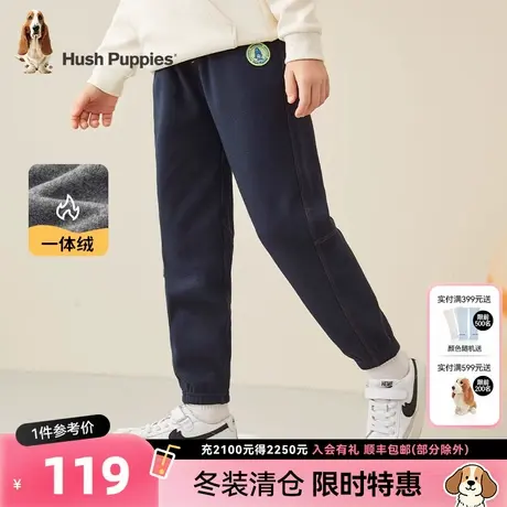 暇步士童装男童时尚一体绒长裤冬季新款儿童休闲百搭加绒运动裤潮图片