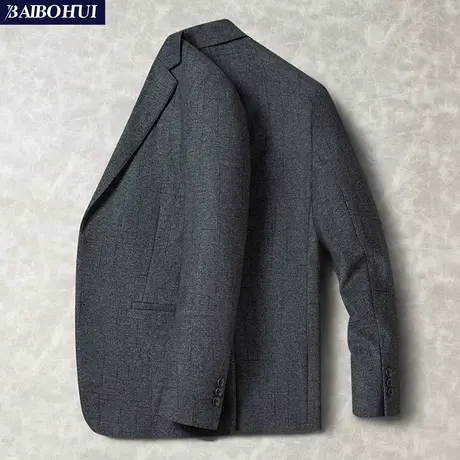 呢子休闲西服男士上衣修身中年商务秋冬季2023新款单件小西装外套商品大图