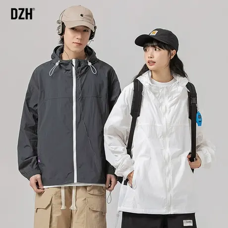 男士夏季薄款冲锋衣外套潮牌男潮流百搭男装2023新款连帽速干衣男商品大图