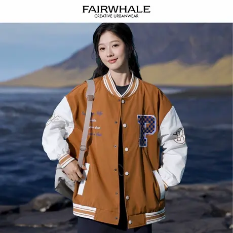 马克华菲美式复古棒球服外套女2025新款春秋宽松休闲百搭情侣上衣图片