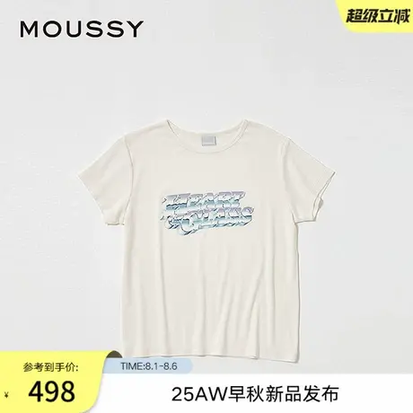 MOUSSY2025秋季新品休闲风炫彩字母印花圆领短袖T恤010IA290-2291商品大图