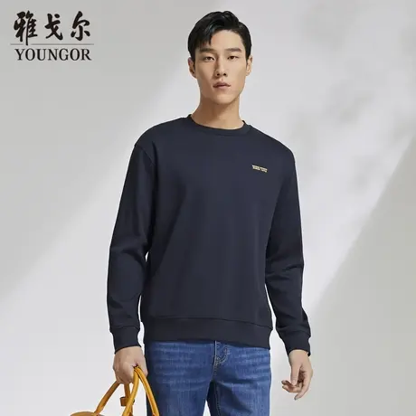 雅戈尔奥莱 男装卫衣秋季休闲潮流宽松空气层圆领卫衣商品大图